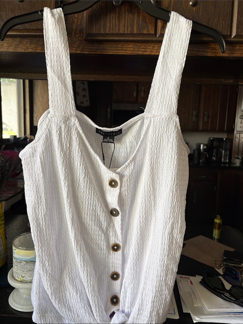 Sanctuary White Textured Button-Front Camisole